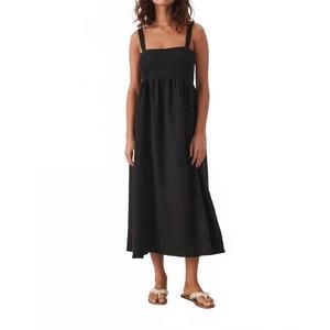 NEW PART TWO amila linen midi dress in black